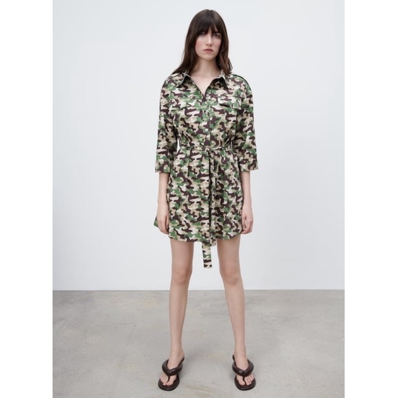 ZARA CAMO MINI SHIRT DRESS - Picture 4 of 4